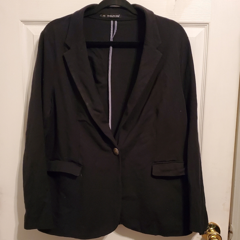 Maurices black blazer plus size 1 grey piping